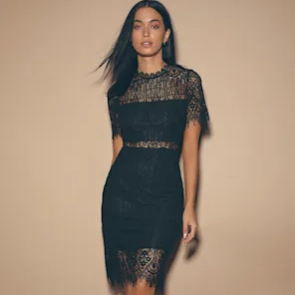 Lulu's Remarkable Black Lace Dress - Size M - EUC!